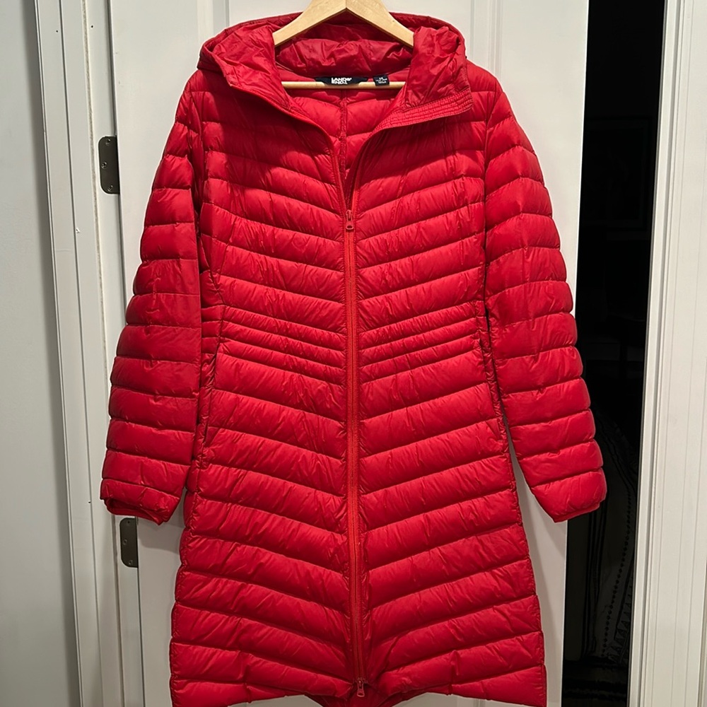 Lands' End Women's Plus Size 1X Ultralight Packable Down Coat Red